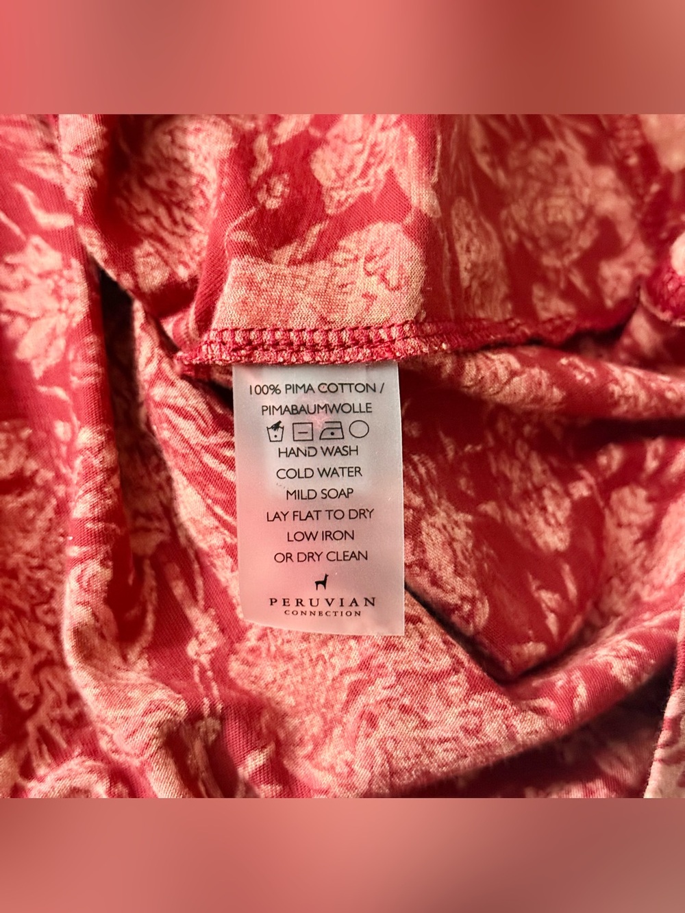 Peruvian Connection Fresco Floral Red Tunic Cotton L - Picture 7 of 8